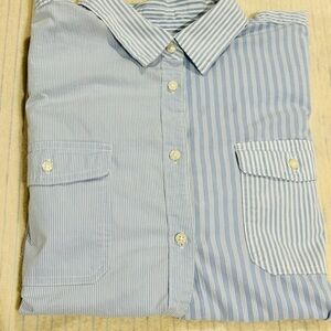 St. John's Bay Blue and White Striped Button Down Shirt